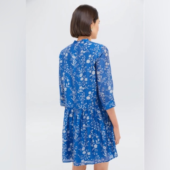 Tuckernuck Dress Womens Large Blue Floral Toile Long Slv Shift - Picture 14 of 14